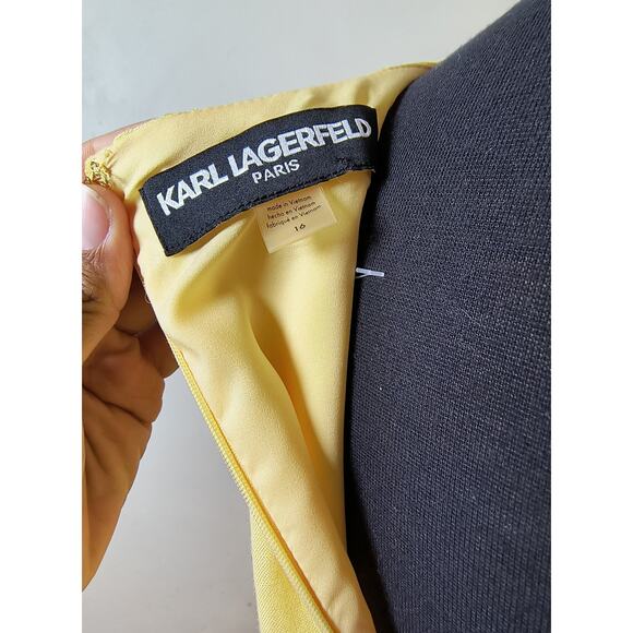 Karl Lagerfeld Paris Womens Front TIe Midi Dress Sleeveless Linen Yellow 16 - Picture 6 of 6